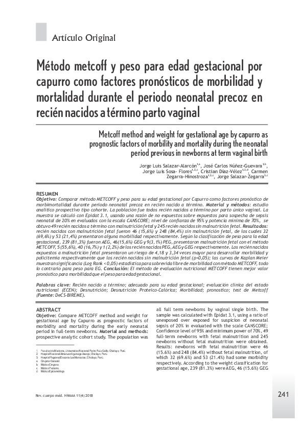 (PDF) Metcoff method and weight for gestational age by capurro as ...