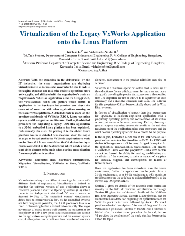 (PDF) Virtualization of the Legacy VxWorks Application onto the Linux ...