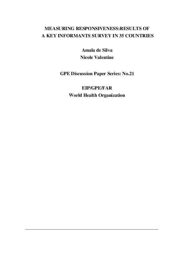 (PDF) Measuring Responsiveness:Results of a Key Informants Survey in 35 ...