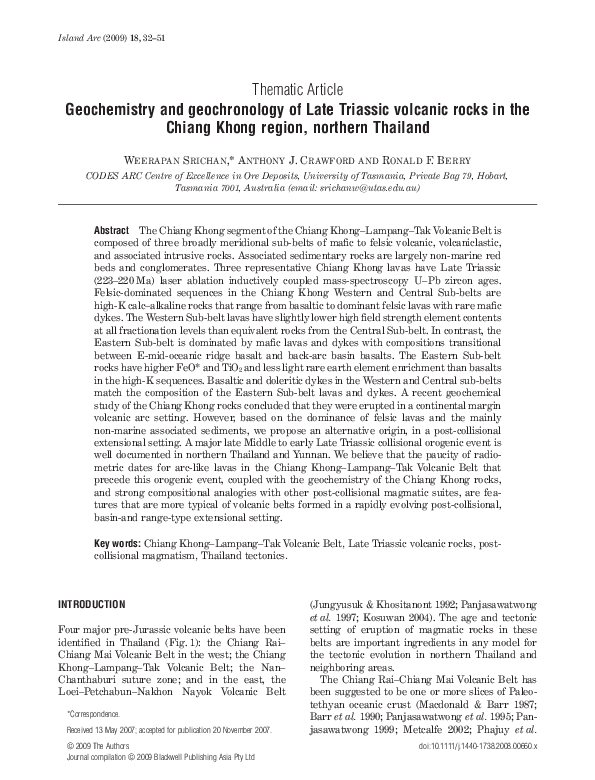 (PDF) Geochemistry and geochronology of Late Triassic volcanic rocks in ...