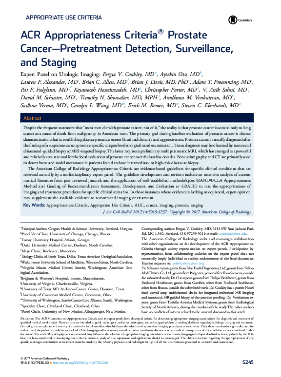(PDF) ACR Appropriateness Criteria(®) Prostate Cancer-Pretreatment ...