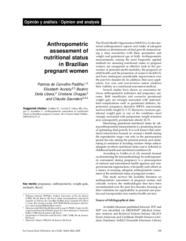 (PDF) Anthropometric assessment of nutritional status in Brazilian ...