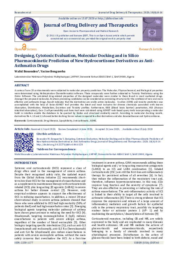 (PDF) Designing, Cytotoxic Evaluation, Molecular Docking and in Silico ...