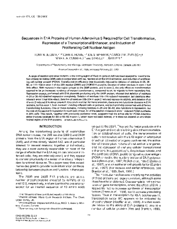 (PDF) Sequences in E1A proteins of human adenovirus 5 required for cell ...