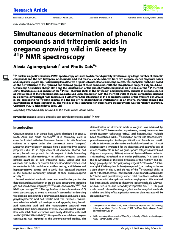 (PDF) Simultaneous determination of phenolic compounds and triterpenic ...