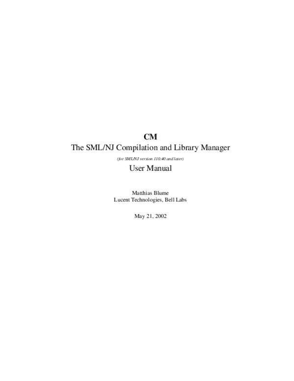 (PDF) The SML/NJ Compilation and Library Manager