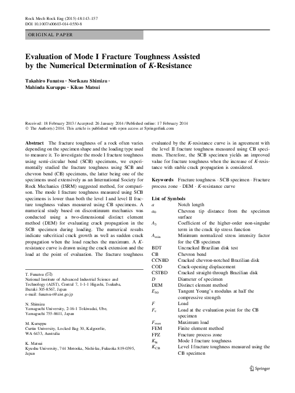 (PDF) Evaluation of Mode I Fracture Toughness Assisted by the Numerical ...