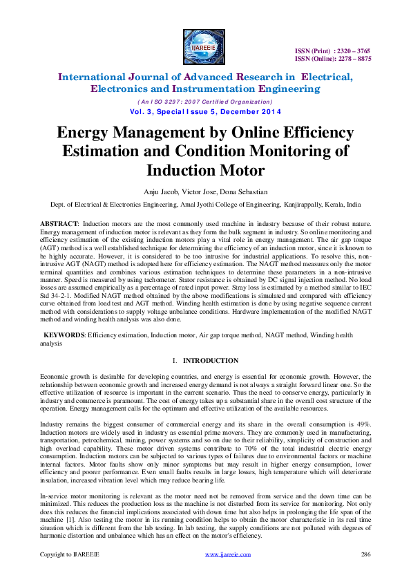(PDF) Energy Management by Online Efficiency Estimation and Condition