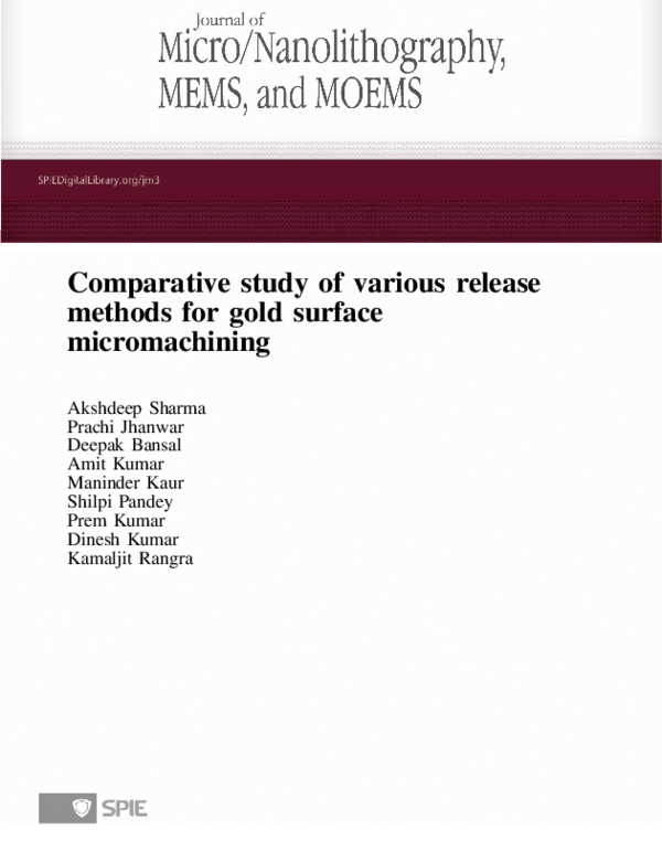 (PDF) Comparative study of various release methods for gold surface ...