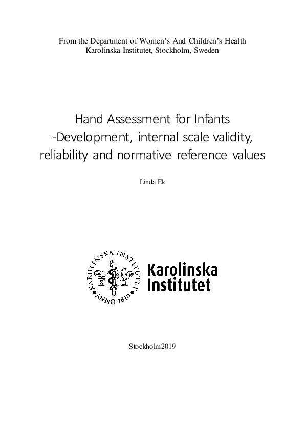 (PDF) Hand Assessment for Infants normative reference values Lena