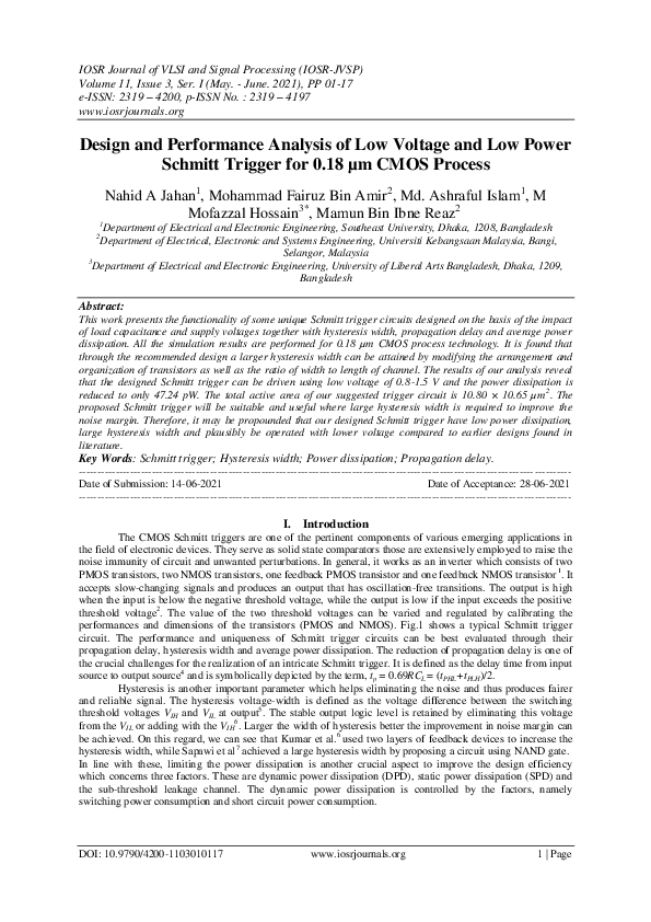 (PDF) Design and Performance Analysis of Low Voltage and Low Power ...