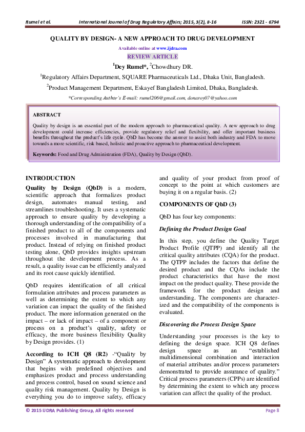 (PDF) Quality by Design- a New Approach to Drug Development