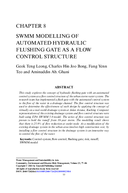 (PDF) SWMM Modelling of Automated Hydraulic Flushing Gate as a Flow ...