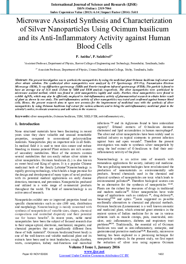 (PDF) Microwave Assisted Synthesis and Characterization of Silver ...