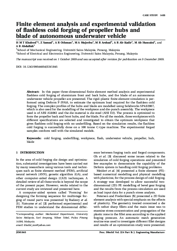 (PDF) Finite element analysis and experimental validation of flashless ...