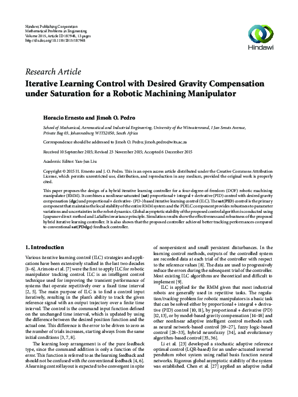 (PDF) Iterative Learning Control with Desired Gravity Compensation ...