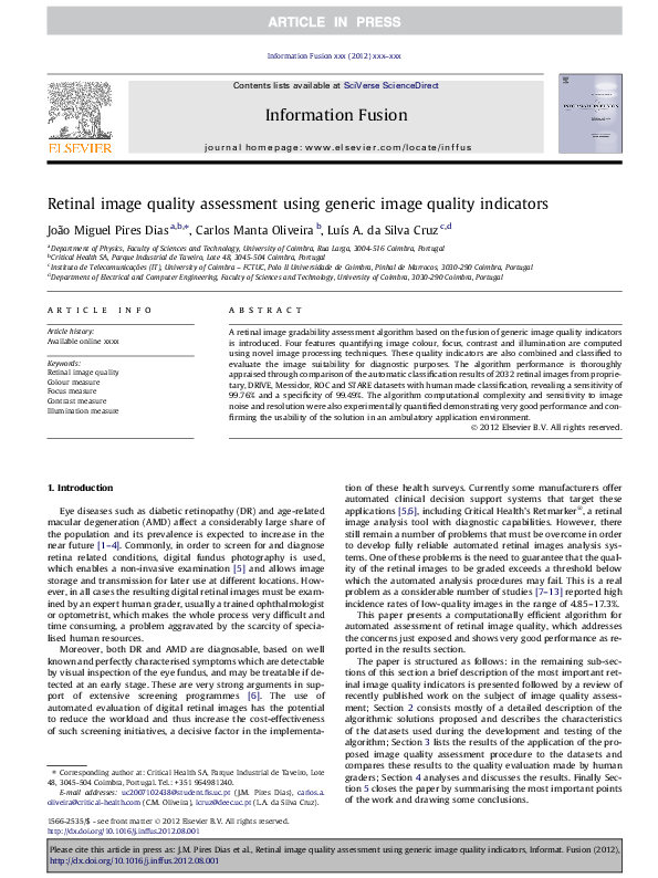 (PDF) Retinal image quality assessment using generic image quality ...