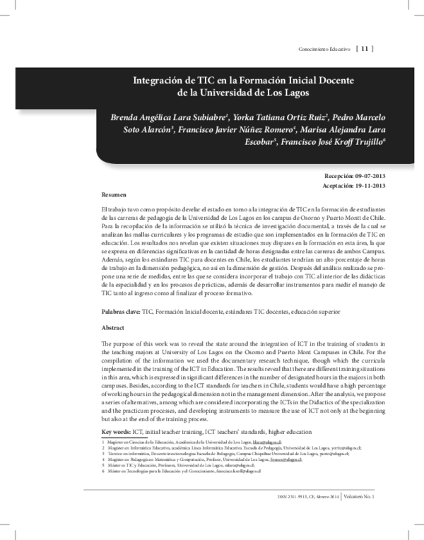 (PDF) Integración de TIC en la Formación Inicial Docente