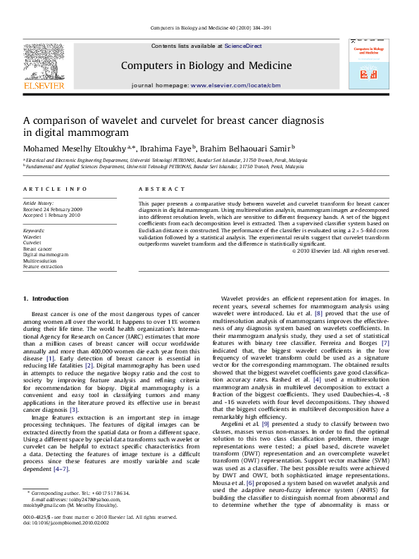 (PDF) A comparison of wavelet and curvelet for breast cancer diagnosis ...