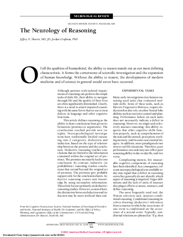 (PDF) The Neurology of Reasoning