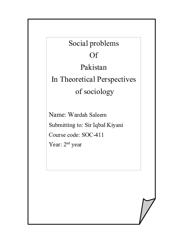 (DOC) Social problems of PAKISTAN and theoritical perspectives approach ...