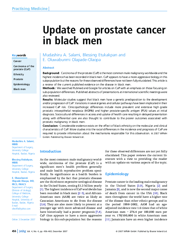 (PDF) Update on prostate cancer in black men
