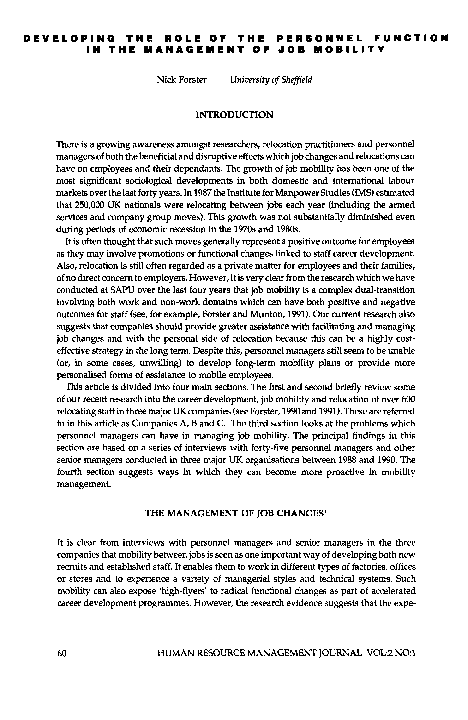 (PDF) Developing The Role of The Personnel Function in The Management ...