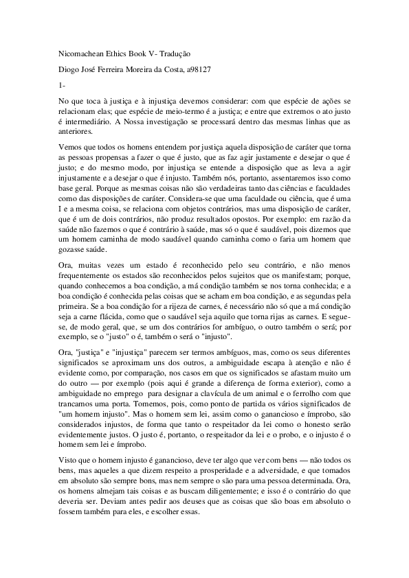  PDF Nicomachean Ethics Book V Tradu o Diogo Costa Academia edu