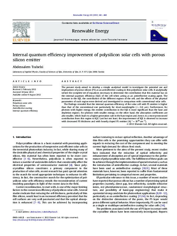 (PDF) Internal quantum efficiency improvement of polysilicon solar ...