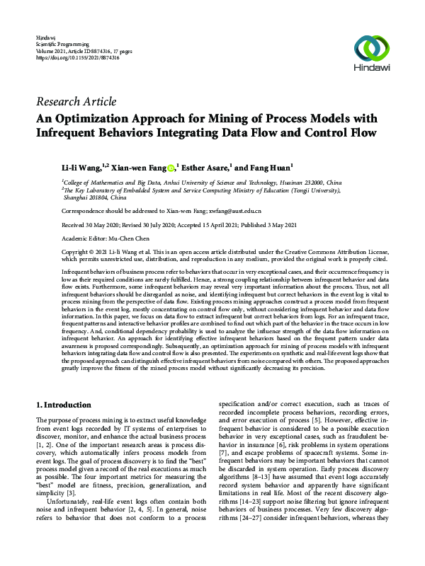 (PDF) An Optimization Approach for Mining of Process Models with ...