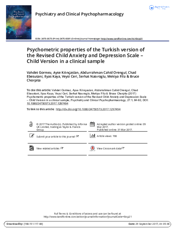 (PDF) Psychometric properties of the Turkish version of the Revised ...