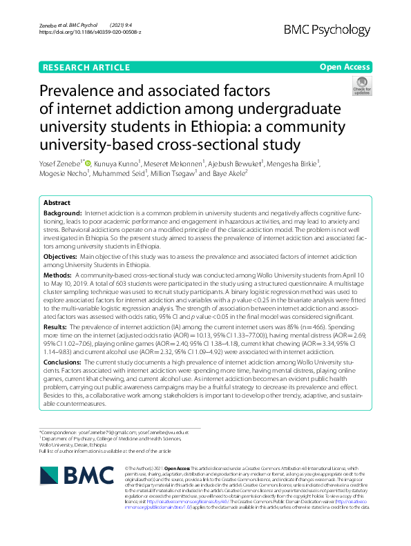 (PDF) Prevalence and associated factors of internet addiction among ...