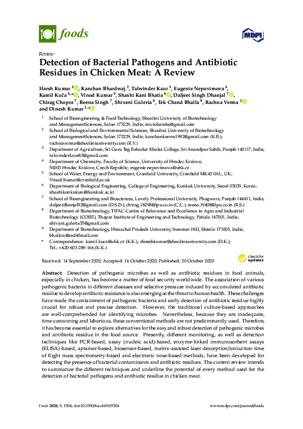 (PDF) Detection of Bacterial Pathogens and Antibiotic Residues in ...