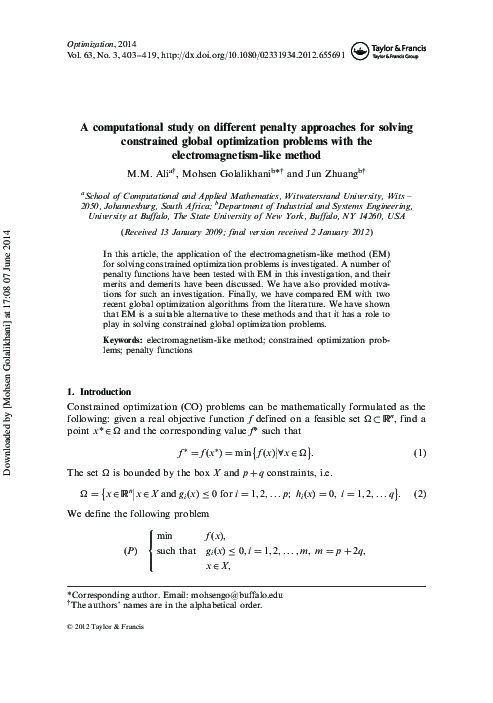 (PDF) A computational study on different penalty approaches for solving ...