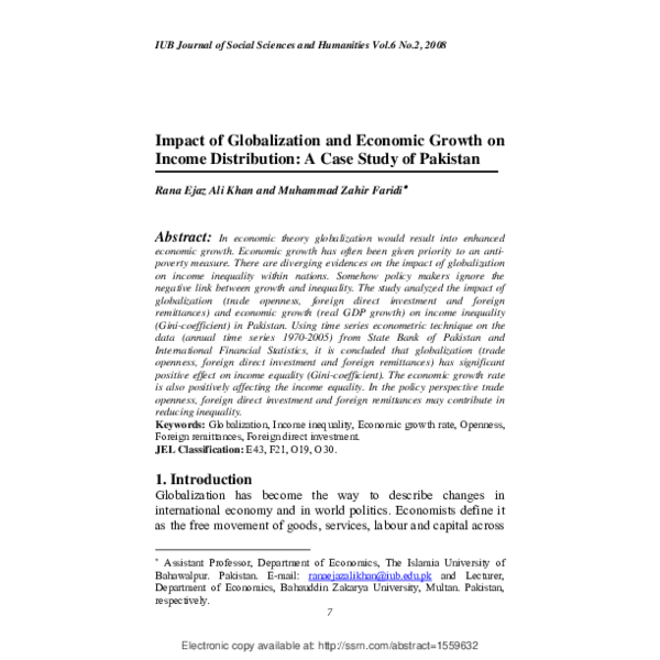 (PDF) Impact of Globalization and Economic Growth on Income ...