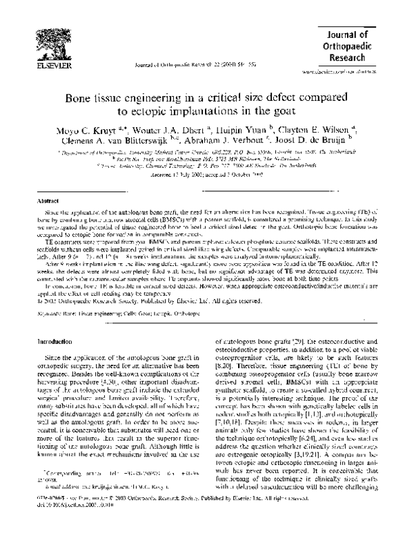 (PDF) Bone tissue engineering in a critical size defect compared to ...