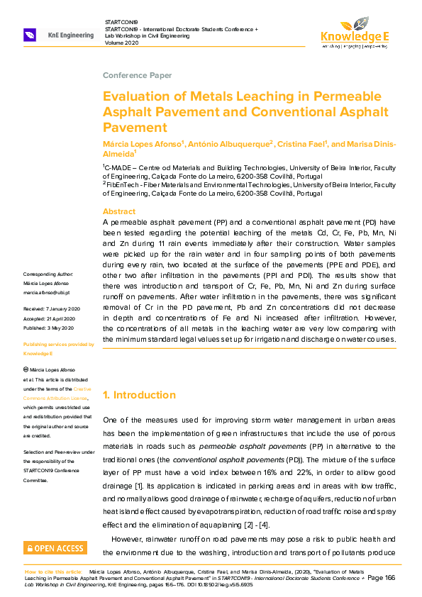 (PDF) Evaluation of Metals Leaching in Permeable Asphalt Pavement and ...