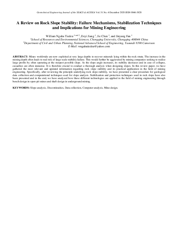 (PDF) A Review on Rock Slope Stability: Failure Mechanisms ...