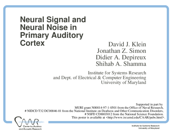 (PDF) Neural Signal and Neural Noise in Primary Auditory Cortex