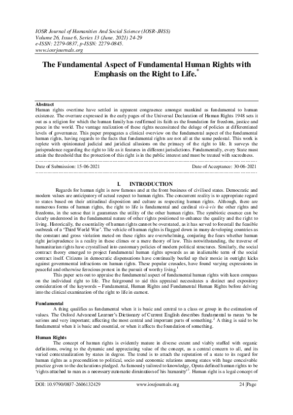  PDF The Fundamental Aspect Of Fundamental Human Rights With Emphasis
