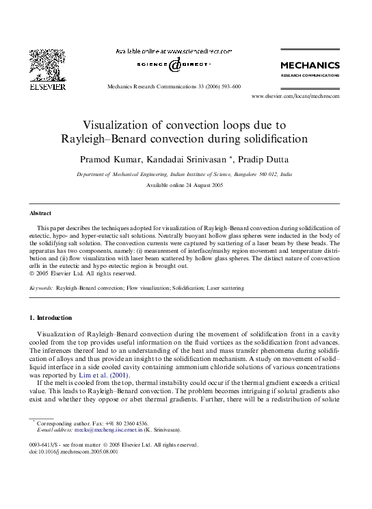 (PDF) Visualization of convection loops due to Rayleigh–Benard ...