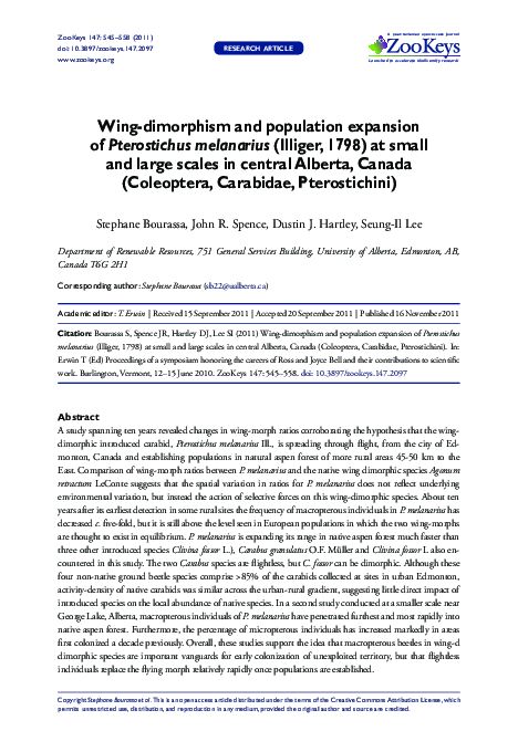 (PDF) Wing-dimorphism and population expansion of Pterostichus ...