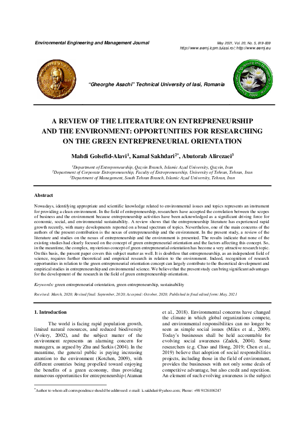 (PDF) A review of the literature on entrepreneurship and the ...