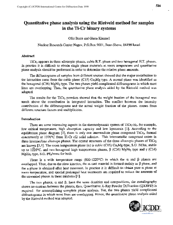 (PDF) Quantitative phase analysis using the Rietveld method for samples ...