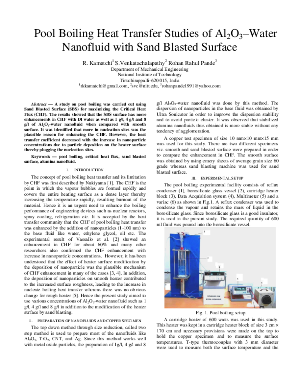 (PDF) Pool Boiling Heat Transfer Studies of Al 2 O 3 –Water Nanofluid ...
