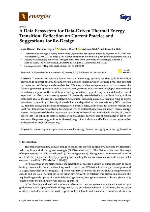 (PDF) A Data Ecosystem for Data-Driven Thermal Energy Transition ...