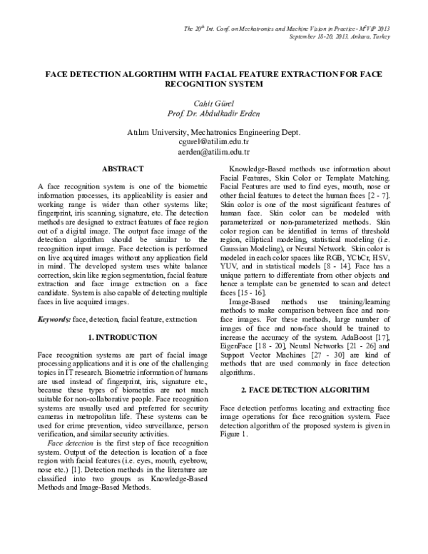 (PDF) Face Detection Algortihm with Facial Feature Extraction for Face ...