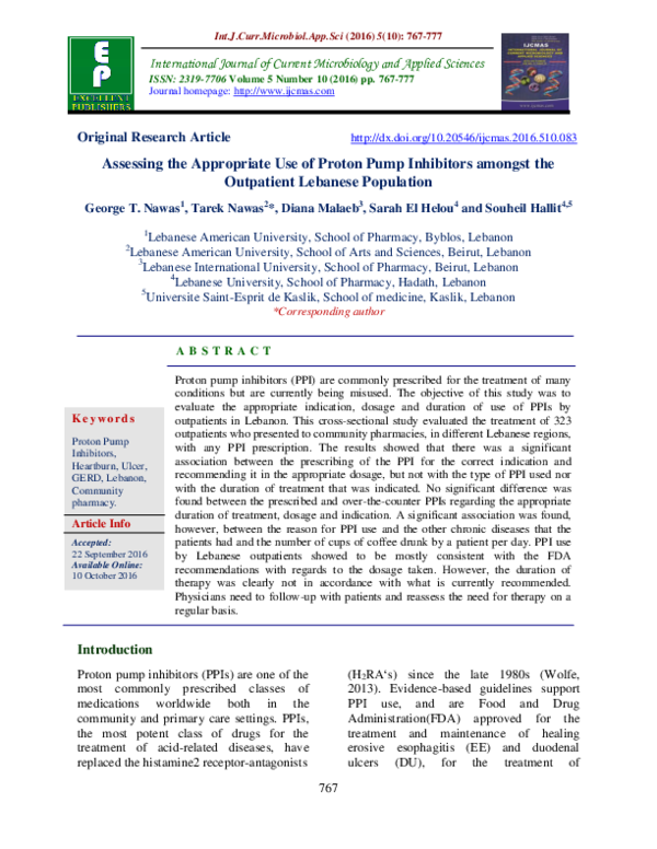 (PDF) Assessing the Appropriate Use of Proton Pump Inhibitors amongst ...