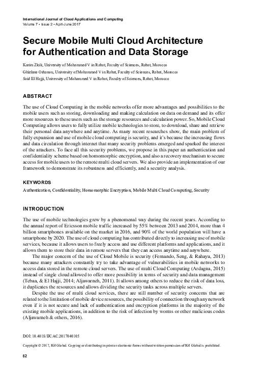 (PDF) Secure Mobile Multi Cloud Architecture for Authentication and ...