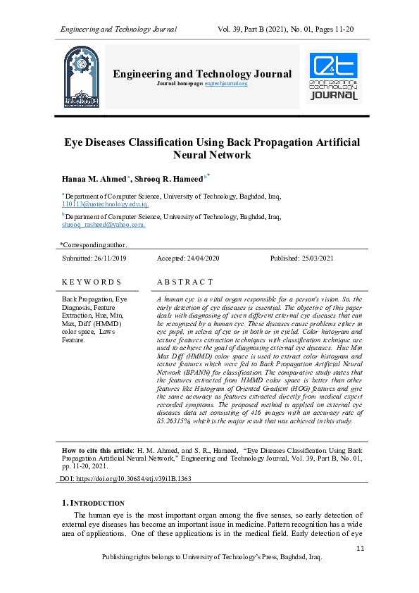(PDF) Eye Diseases Classification Using Back Propagation Artificial ...